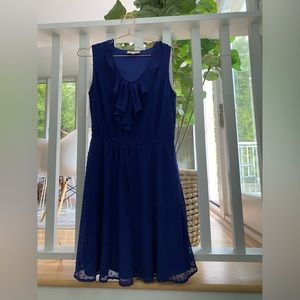 Cobalt blue summer dress with collar detail